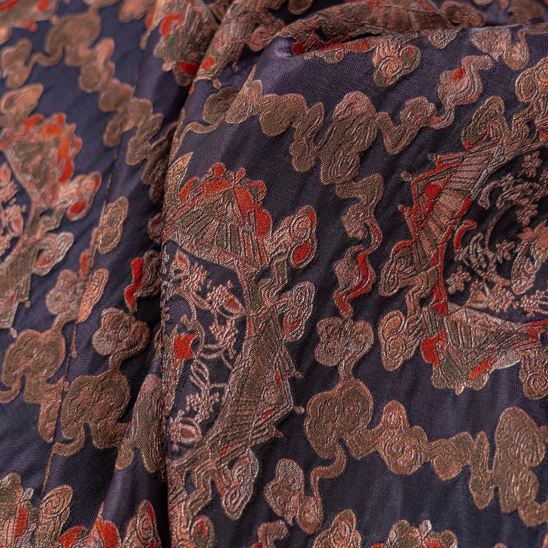 Sewing Fabric - Kain Lurex Jacquard Bunga Rayon Merah