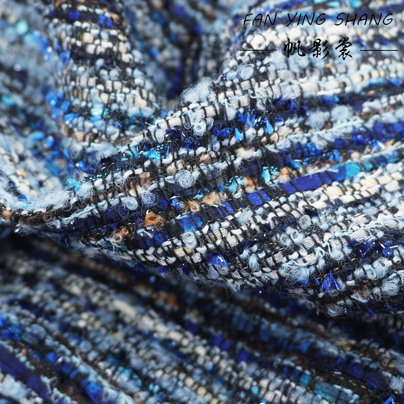 Kain Wol Tweed Chiffon Biru Se - Sewing Tweed ulasan dan harga
