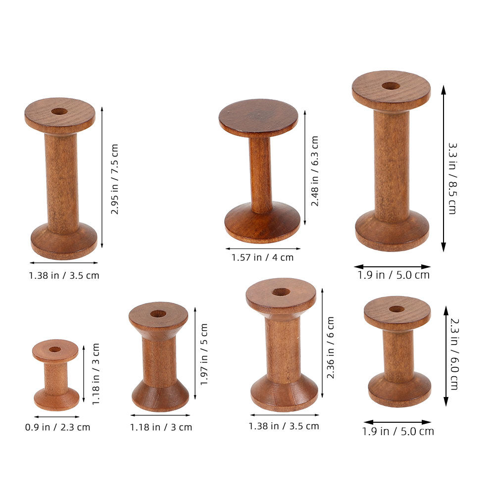 7 Buah Gulungan Benang Kayu Vi - Thread Bobbins Empty ulasan dan harga