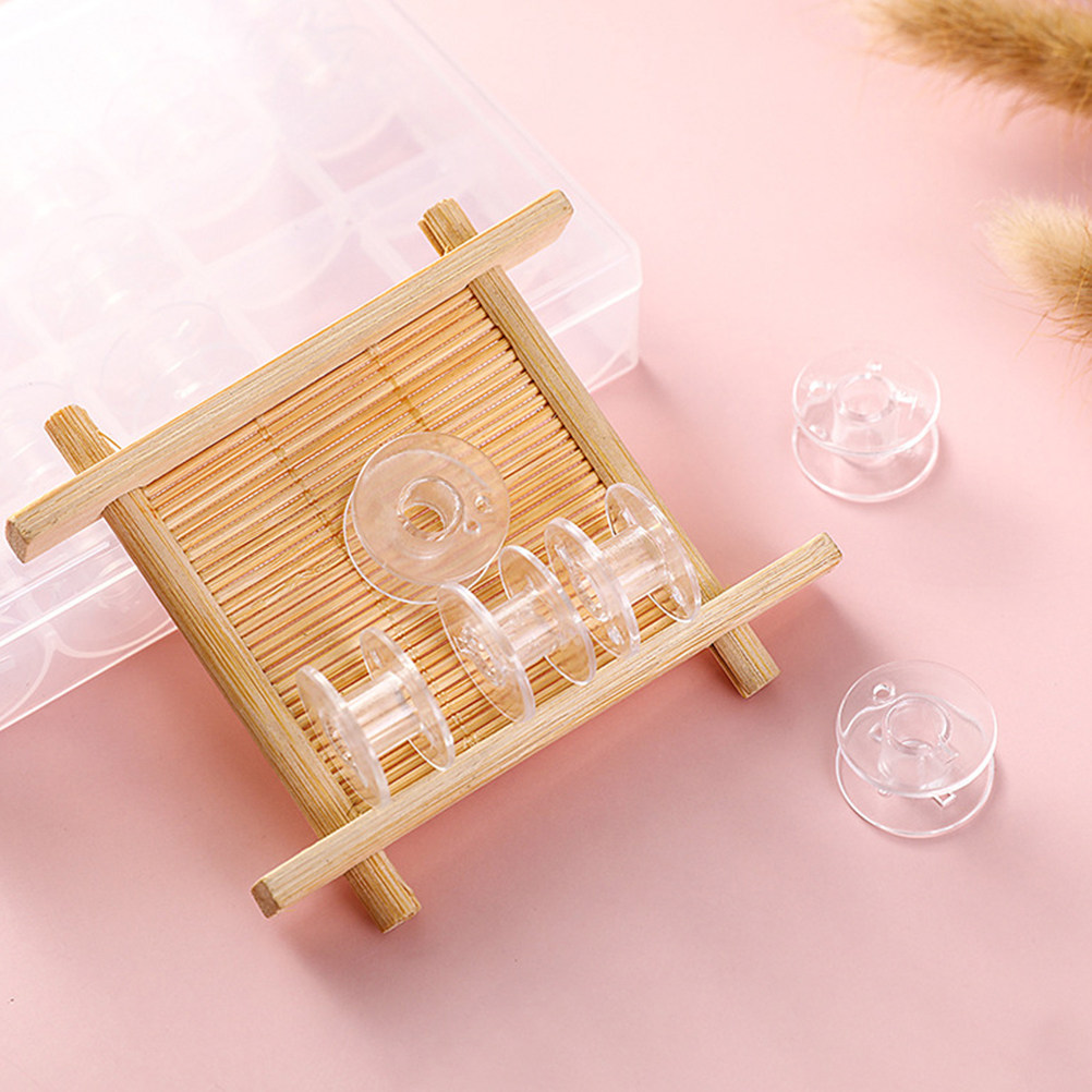 1Set Bobin Plastik Transparan  - Thread Bobbins Empty ulasan dan harga