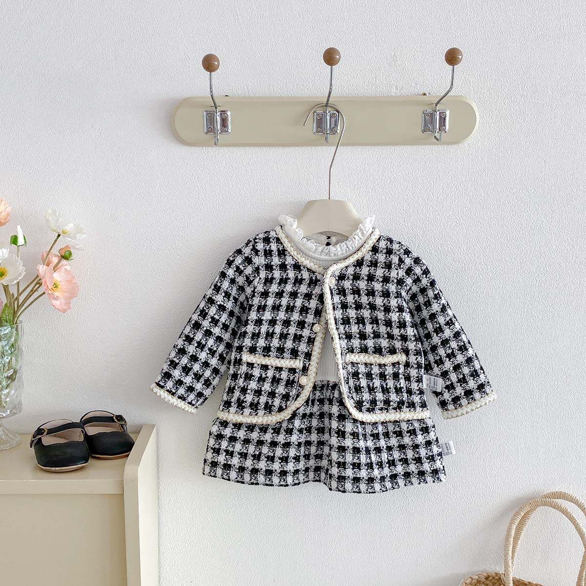 Setelan Dua Potong Tweed Kotak - Sewing Tweed ulasan dan harga